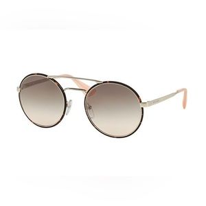 Prada Catwalk Round Tortoise Metal Frame Sunglasses
